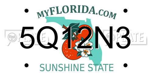 5Q12N3 Florida License Plate