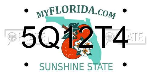5Q12T4 Florida License Plate