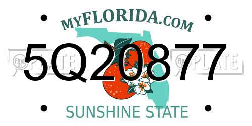 5Q20877 Florida License Plate