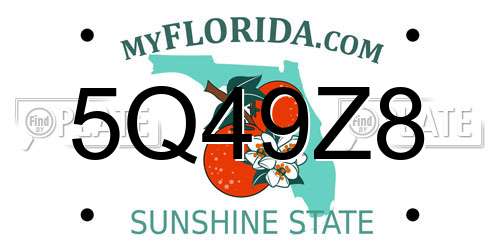 5Q49Z8 Florida License Plate