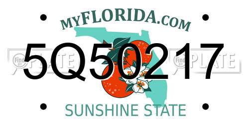 5Q50217 Florida License Plate