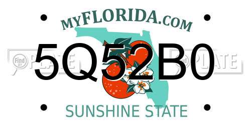 5Q52B0 Florida License Plate