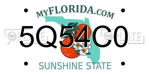 5Q54C0 Florida License Plate