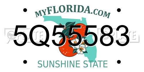 5Q55583 Florida License Plate