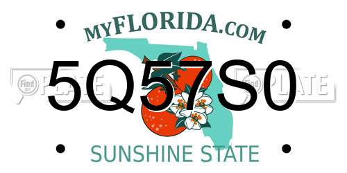 5Q57S0 Florida License Plate
