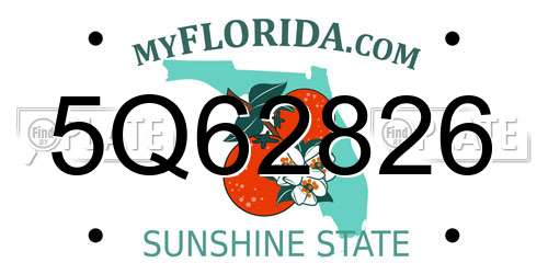 5Q62826 Florida License Plate