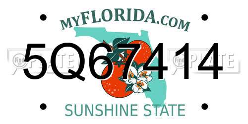 5Q67414 Florida License Plate
