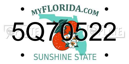 5Q70522 Florida License Plate