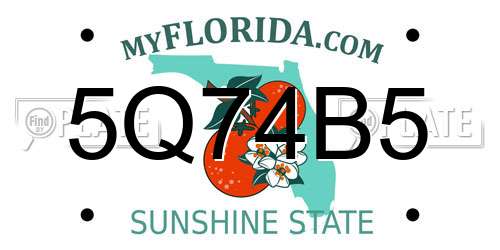 5Q74B5 Florida License Plate