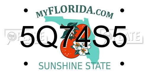 5Q74S5 Florida License Plate