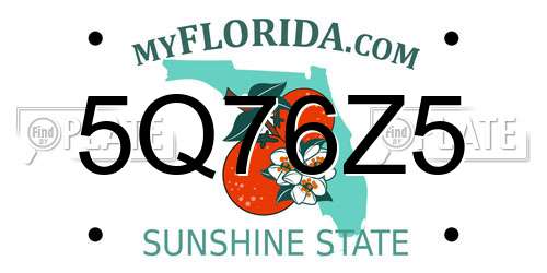 5Q76Z5 Florida License Plate