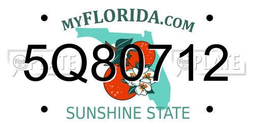 5Q80712 Florida License Plate