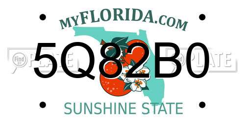 5Q82B0 Florida License Plate