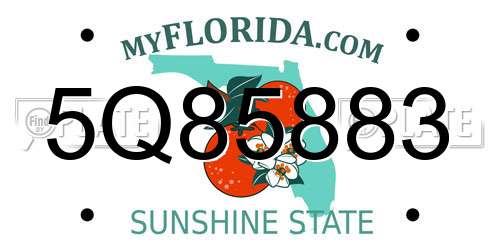 5Q85883 Florida License Plate