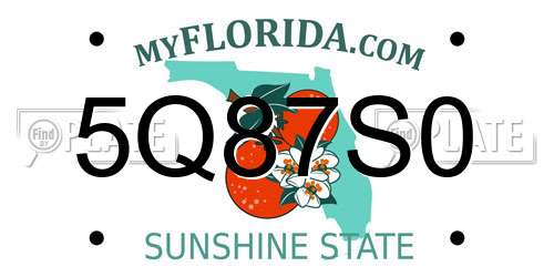 5Q87S0 Florida License Plate