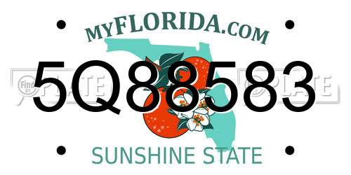 5Q88583 Florida License Plate