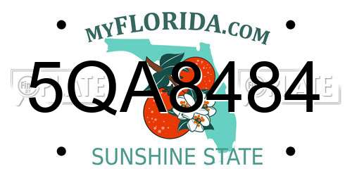 5QA8484 Florida License Plate