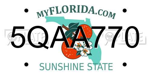 5QAA770 Florida License Plate
