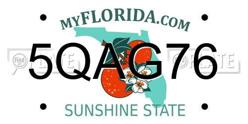 5QAG76 Florida License Plate