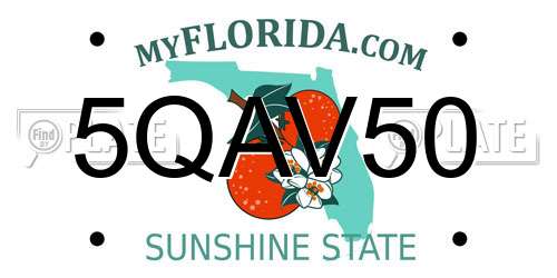 5QAV50 Florida License Plate