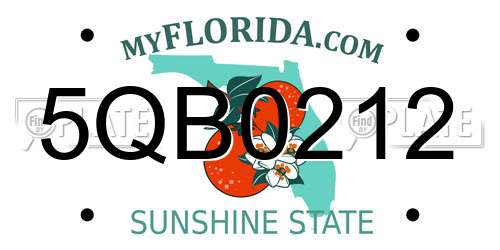5QB0212 Florida License Plate