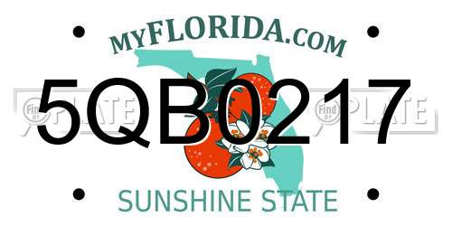 5QB0217 Florida License Plate