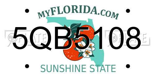 5QB5108 Florida License Plate