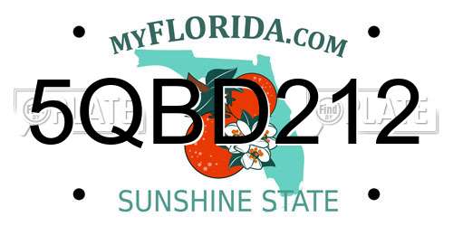 5QBD212 Florida License Plate
