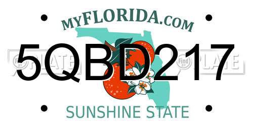 5QBD217 Florida License Plate