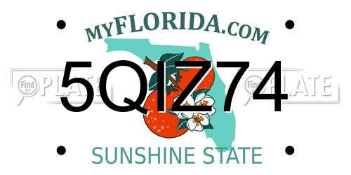 5QIZ74 Florida License Plate