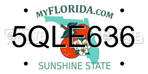5QLE636 Florida License Plate