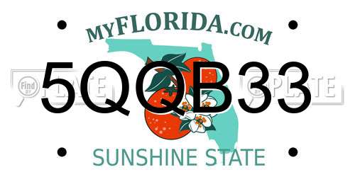 5QQB33 Florida License Plate