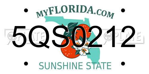 5QS0212 Florida License Plate