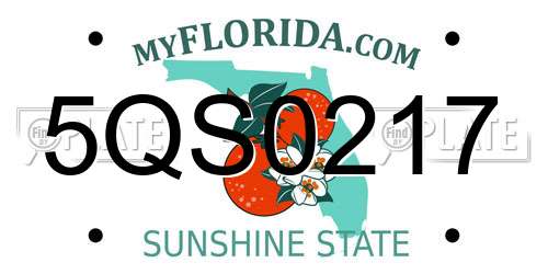 5QS0217 Florida License Plate