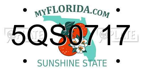 5QS0717 Florida License Plate