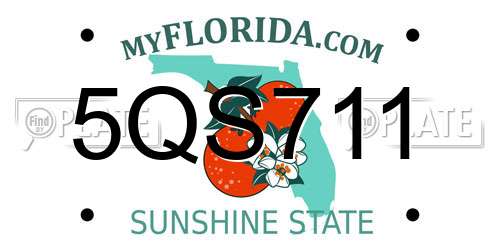 5QS711 Florida License Plate
