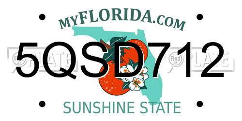 5QSD712 Florida License Plate