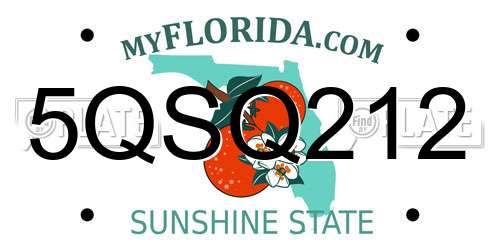 5QSQ212 Florida License Plate
