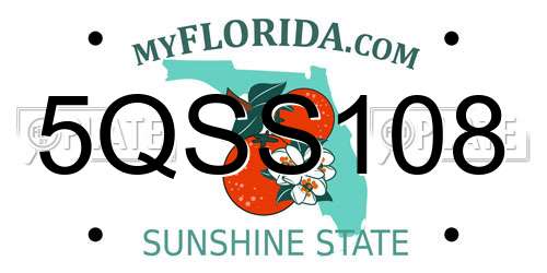 5QSS108 Florida License Plate