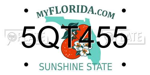 5QT455 Florida License Plate