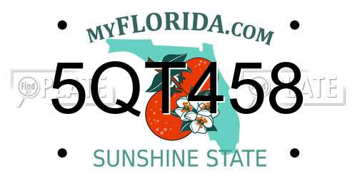 5QT458 Florida License Plate