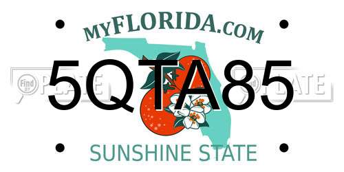 5QTA85 Florida License Plate