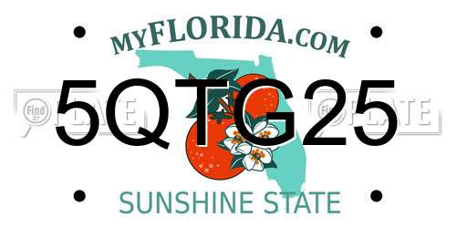 5QTG25 Florida License Plate