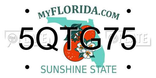 5QTG75 Florida License Plate
