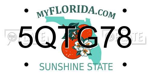 5QTG78 Florida License Plate