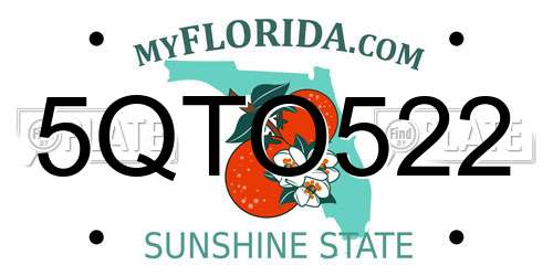 5QTO522 Florida License Plate