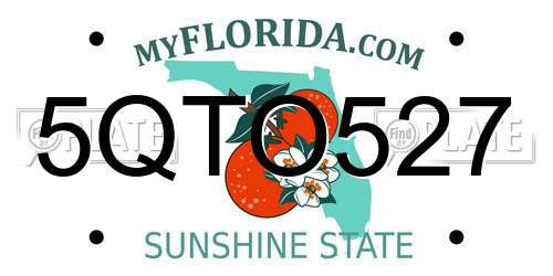 5QTO527 Florida License Plate