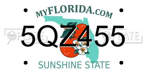 5QZ455 Florida License Plate