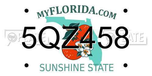 5QZ458 Florida License Plate