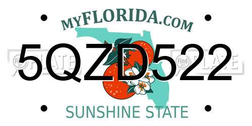 5QZD522 Florida License Plate